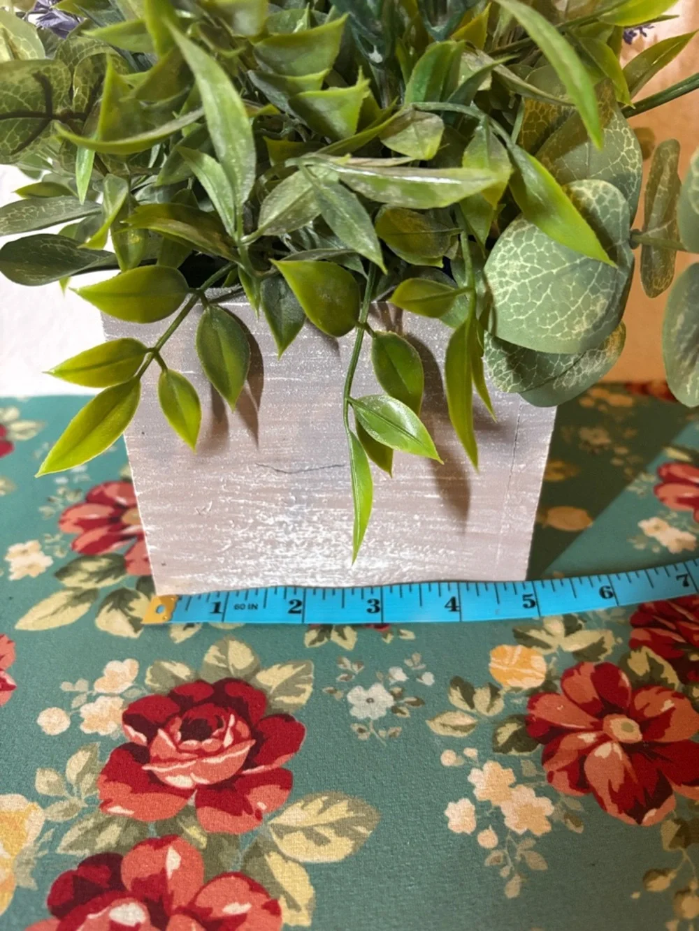 Artificial Lavender and Flower Arrangement in Grey Wooden Planter 5”